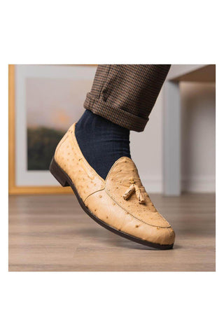 Marco Di Milano Aubiere Exotic Orix Ostrich Tassels Loafers (MDM1198)-AmbrogioShoes