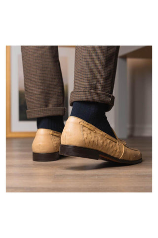 Marco Di Milano Aubiere Exotic Orix Ostrich Tassels Loafers (MDM1198)-AmbrogioShoes