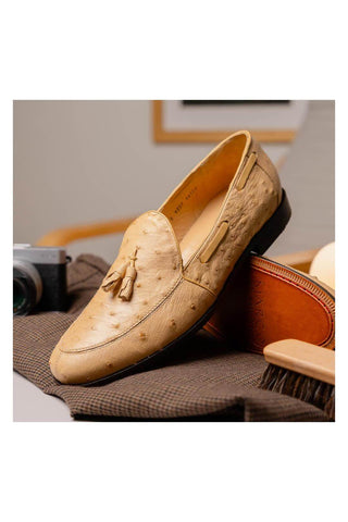 Marco Di Milano Aubiere Exotic Orix Ostrich Tassels Loafers (MDM1198)-AmbrogioShoes