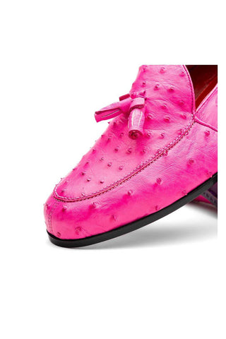 Marco Di Milano Aubiere Exotic Pink Ostrich Tassels Loafers (MDM1198)-AmbrogioShoes