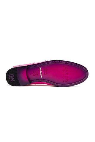 Marco Di Milano Aubiere Exotic Pink Ostrich Tassels Loafers (MDM1198)-AmbrogioShoes