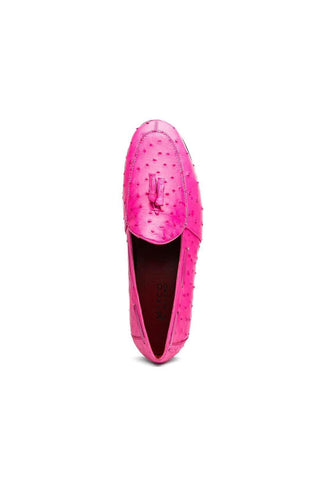 Marco Di Milano Aubiere Exotic Pink Ostrich Tassels Loafers (MDM1198)-AmbrogioShoes