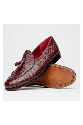 Marco Di Milano Aubiere Exotic Wine Ostrich Tassels Loafers (MDM1198)-AmbrogioShoes