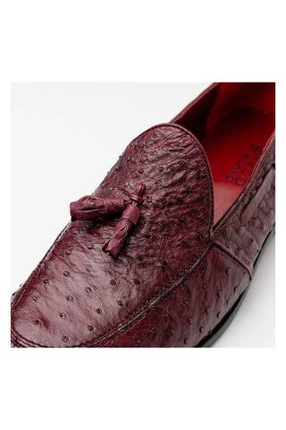 Marco Di Milano Aubiere Exotic Wine Ostrich Tassels Loafers (MDM1198)-AmbrogioShoes