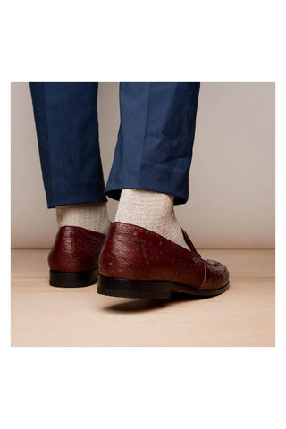 Marco Di Milano Aubiere Exotic Wine Ostrich Tassels Loafers (MDM1198)-AmbrogioShoes