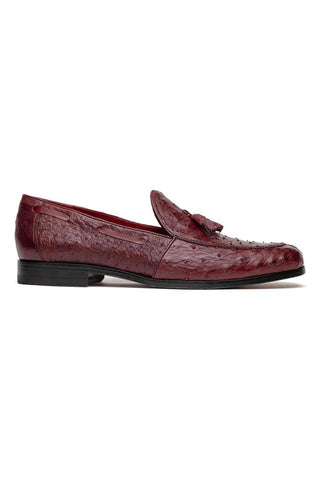 Marco Di Milano Aubiere Exotic Wine Ostrich Tassels Loafers (MDM1198)-AmbrogioShoes