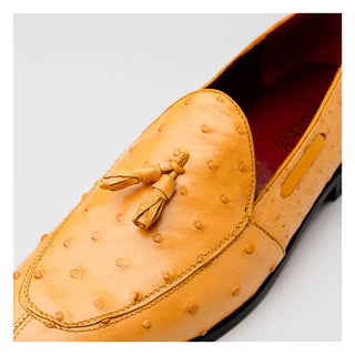 Marco Di Milano Aubiere Men's Shoes Exotic Buttercup Ostrich Tassels Loafers (MDM1198)-AmbrogioShoes