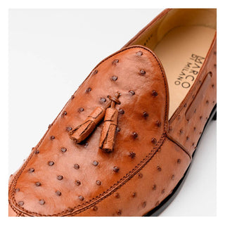 Marco Di Milano Aubiere Men's Shoes Exotic Cognac Ostrich Tassels Loafers (MDM1198)-AmbrogioShoes