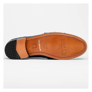 Marco Di Milano Aubiere Men's Shoes Exotic Navy Ostrich Tassel Loafers (MDM1198)-AmbrogioShoes