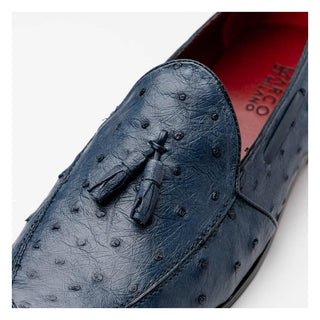 Marco Di Milano Aubiere Men's Shoes Exotic Navy Ostrich Tassel Loafers (MDM1198)-AmbrogioShoes
