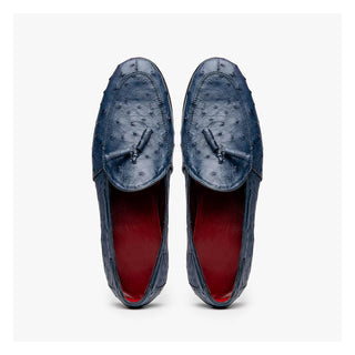 Marco Di Milano Aubiere Men's Shoes Exotic Navy Ostrich Tassel Loafers (MDM1198)-AmbrogioShoes
