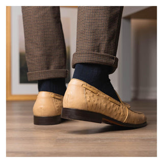 Marco Di Milano Aubiere Men's Shoes Exotic Orix Ostrich Tassels Loafers (MDM1198)-AmbrogioShoes