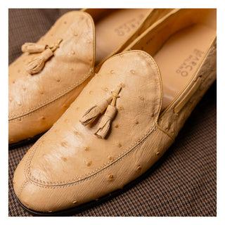 Marco Di Milano Aubiere Men's Shoes Exotic Orix Ostrich Tassels Loafers (MDM1198)-AmbrogioShoes