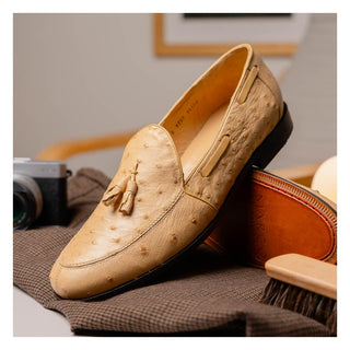 Marco Di Milano Aubiere Men's Shoes Exotic Orix Ostrich Tassels Loafers (MDM1198)-AmbrogioShoes