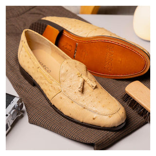Marco Di Milano Aubiere Men's Shoes Exotic Orix Ostrich Tassels Loafers (MDM1198)-AmbrogioShoes
