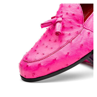 Marco Di Milano Aubiere Men's Shoes Exotic Pink Ostrich Tassels Loafers (MDM1198)-AmbrogioShoes