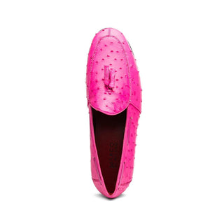 Marco Di Milano Aubiere Men's Shoes Exotic Pink Ostrich Tassels Loafers (MDM1198)-AmbrogioShoes