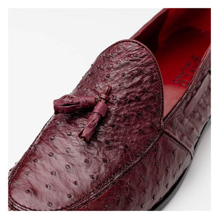 Marco Di Milano Aubiere Men's Shoes Exotic Wine Ostrich Tassels Loafers (MDM1198)-AmbrogioShoes