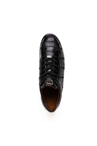 Marco Di Milano Bari Black Genuine Patchwork Lizard Skin Fashion Sneakers (MDM1142)-AmbrogioShoes