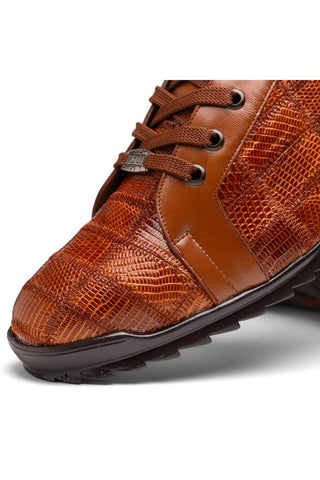 Marco Di Milano Bari Cognac Genuine Patchwork Lizard Skin Sneakers (MDM1142)-AmbrogioShoes