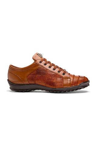Marco Di Milano Bari Cognac Genuine Patchwork Lizard Skin Sneakers (MDM1142)-AmbrogioShoes