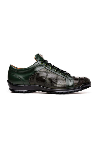 Marco Di Milano Bari Green Genuine Patchwork Lizard Skin Fashion Sneakers (MDM1142)-AmbrogioShoes