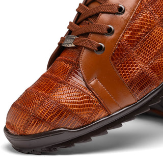 Marco Di Milano Bari Men's Shoes Cognac Genuine Patchwork Lizard Skin Sneakers (MDM1142)-AmbrogioShoes