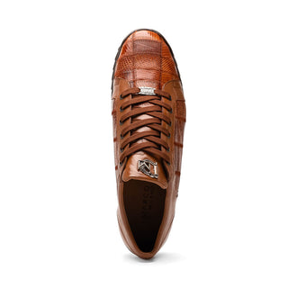 Marco Di Milano Bari Men's Shoes Cognac Genuine Patchwork Lizard Skin Sneakers (MDM1142)-AmbrogioShoes