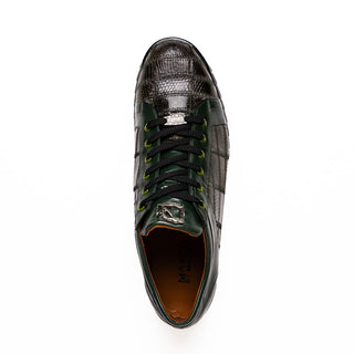 Marco Di Milano Bari Men's Shoes Green Genuine Patchwork Lizard Skin Fashion Sneakers (MDM1142)-AmbrogioShoes