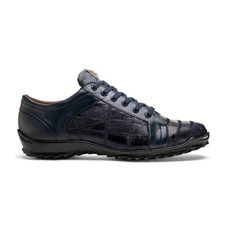 Marco Di Milano Bari Men's Shoes Navy Genuine Patchwork Lizard Skin Sneakers (MDM1142)-AmbrogioShoes