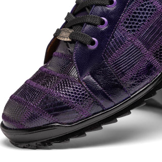 Marco Di Milano Bari Men's Shoes Purple Genuine Patchwork Lizard Skin Fashion Sneakers (MDM1142)-AmbrogioShoes