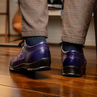 Marco Di Milano Bari Men's Shoes Purple Genuine Patchwork Lizard Skin Fashion Sneakers (MDM1142)-AmbrogioShoes