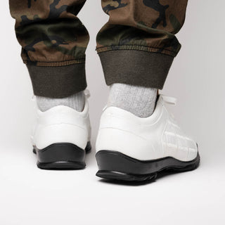 Marco Di Milano Bari Men's Shoes White Genuine Patchwork Lizard Skin Sneakers (MDM1142)-AmbrogioShoes