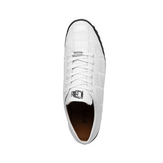 Marco Di Milano Bari Men's Shoes White Genuine Patchwork Lizard Skin Sneakers (MDM1142)-AmbrogioShoes