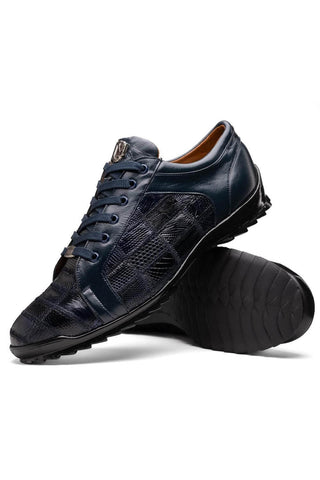 Marco Di Milano Bari Navy Genuine Patchwork Lizard Skin Sneakers (MDM1142)-AmbrogioShoes