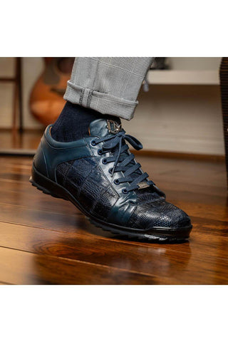 Marco Di Milano Bari Navy Genuine Patchwork Lizard Skin Sneakers (MDM1142)-AmbrogioShoes