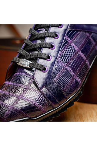 Marco Di Milano Bari Purple Genuine Patchwork Lizard Skin Fashion Sneakers (MDM1142)-AmbrogioShoes