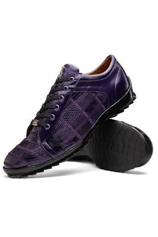 Marco Di Milano Bari Purple Genuine Patchwork Lizard Skin Fashion Sneakers (MDM1142)-AmbrogioShoes
