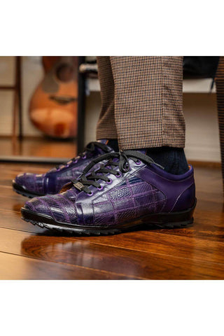 Marco Di Milano Bari Purple Genuine Patchwork Lizard Skin Fashion Sneakers (MDM1142)-AmbrogioShoes