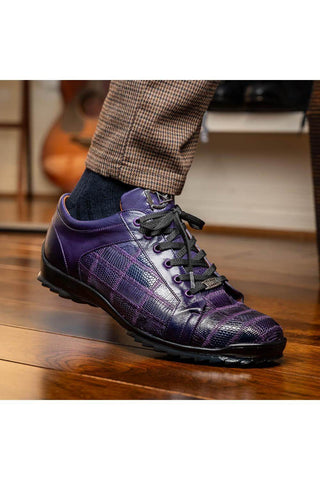 Marco Di Milano Bari Purple Genuine Patchwork Lizard Skin Fashion Sneakers (MDM1142)-AmbrogioShoes