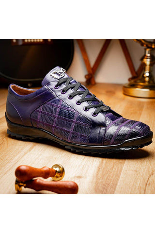 Marco Di Milano Bari Purple Genuine Patchwork Lizard Skin Fashion Sneakers (MDM1142)-AmbrogioShoes