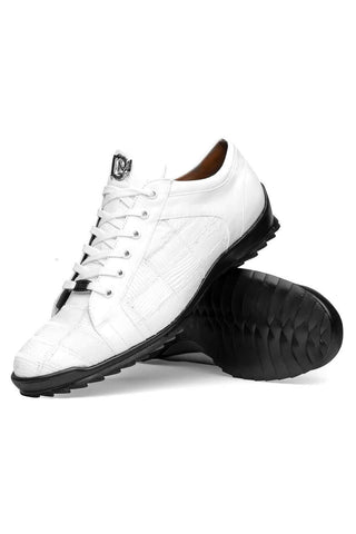 Marco Di Milano Bari White Genuine Patchwork Lizard Skin Sneakers (MDM1142)-AmbrogioShoes
