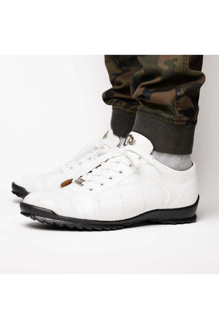 Marco Di Milano Bari White Genuine Patchwork Lizard Skin Sneakers (MDM1142)-AmbrogioShoes