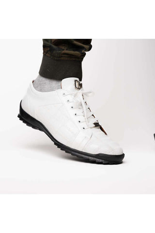 Marco Di Milano Bari White Genuine Patchwork Lizard Skin Sneakers (MDM1142)-AmbrogioShoes