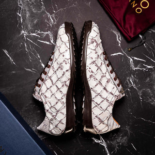 Marco Di Milano Batistini Men's Shoes Newspaper Exotic Pirarucu & Ostrich Skin Sneaker (MDM1239)-AmbrogioShoes