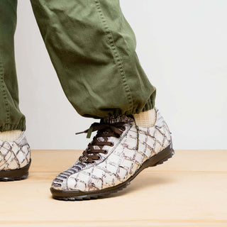 Marco Di Milano Batistini Newspaper Exotic Pirarucu & Ostrich Skin Sneaker (MDM1239)-AmbrogioShoes