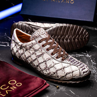 Marco Di Milano Batistini Newspaper Exotic Pirarucu & Ostrich Skin Sneaker (MDM1239)-AmbrogioShoes