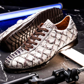 Marco Di Milano Batistini Newspaper Exotic Pirarucu & Ostrich Skin Sneaker (MDM1239)-AmbrogioShoes