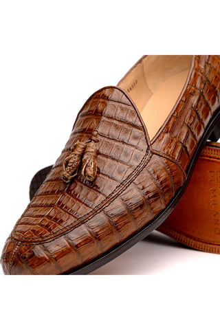 Marco Di Milano Bianchi Bay Apache Exotic Caiman Crocodile Tassels Loafers (MDM1197)-AmbrogioShoes