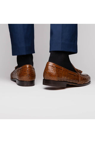 Marco Di Milano Bianchi Bay Apache Exotic Caiman Crocodile Tassels Loafers (MDM1197)-AmbrogioShoes